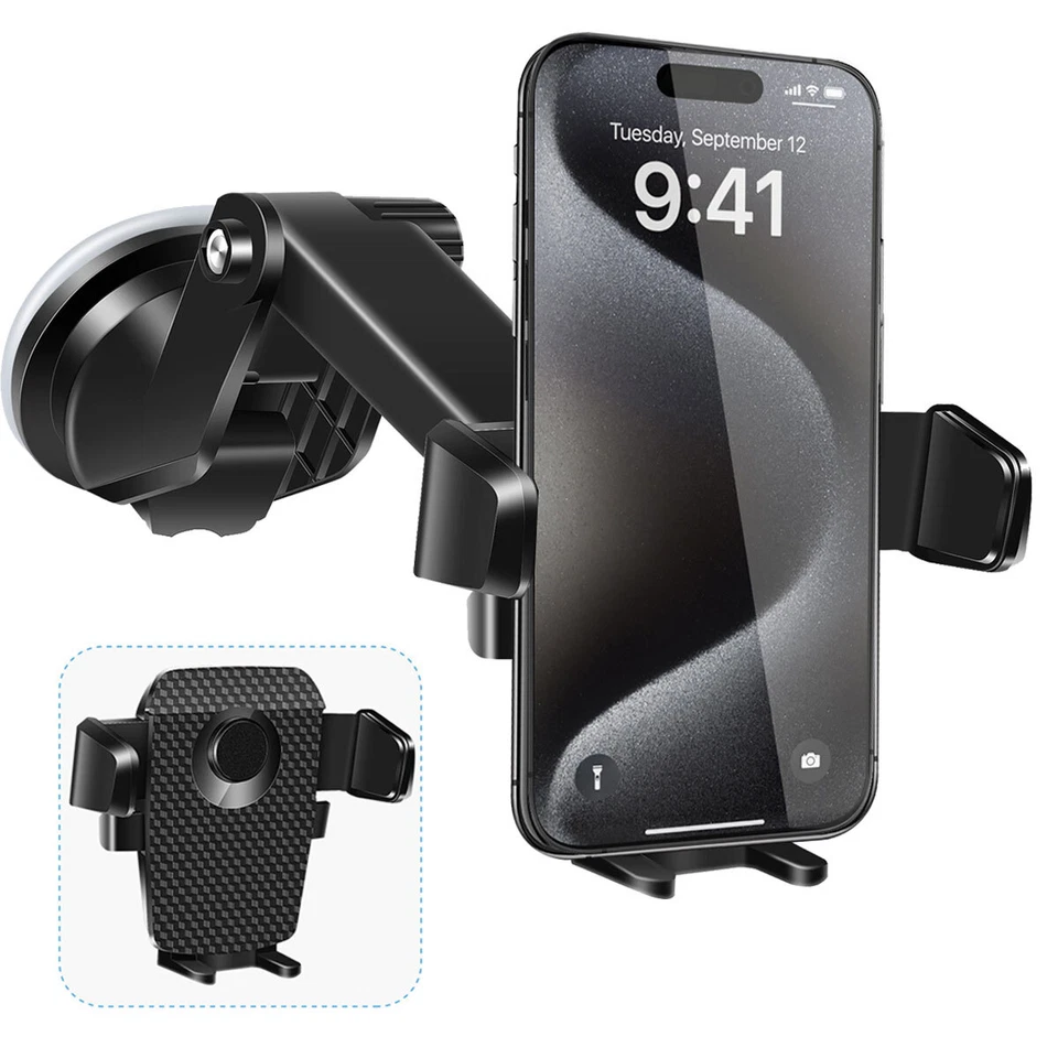 360° Phone Holder Car Windshield Mount Stand For iPhone 15 14 13 12 11 Pro Max X - Image 2 of 4