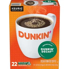 Dunkin’ Decaf Coffee, Medium Roast, Keurig K-Cup Pods, 22 Count Box