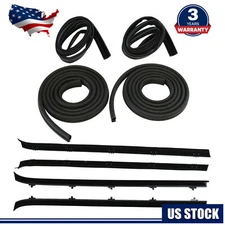 Front Door Window Run Sweep Felts Weatherstrip Seals Kit Set For Chevy GMC Truck