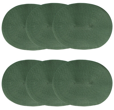 London  Woven Spiral Non-Slip Table Placemats 16.9 X 13 Inches Oval Set Of 6