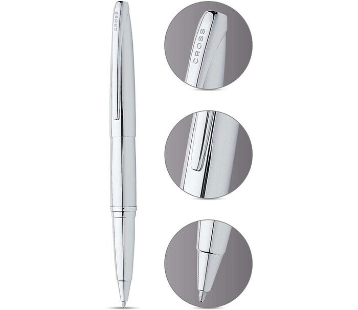 Cross ATX Rollerball Pen Pure Chrome NEW $85 Graduation Birthday Gift