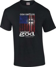 One Nation Under God Indivisible With Liberty Justice For All Cross Flag T-Shirt