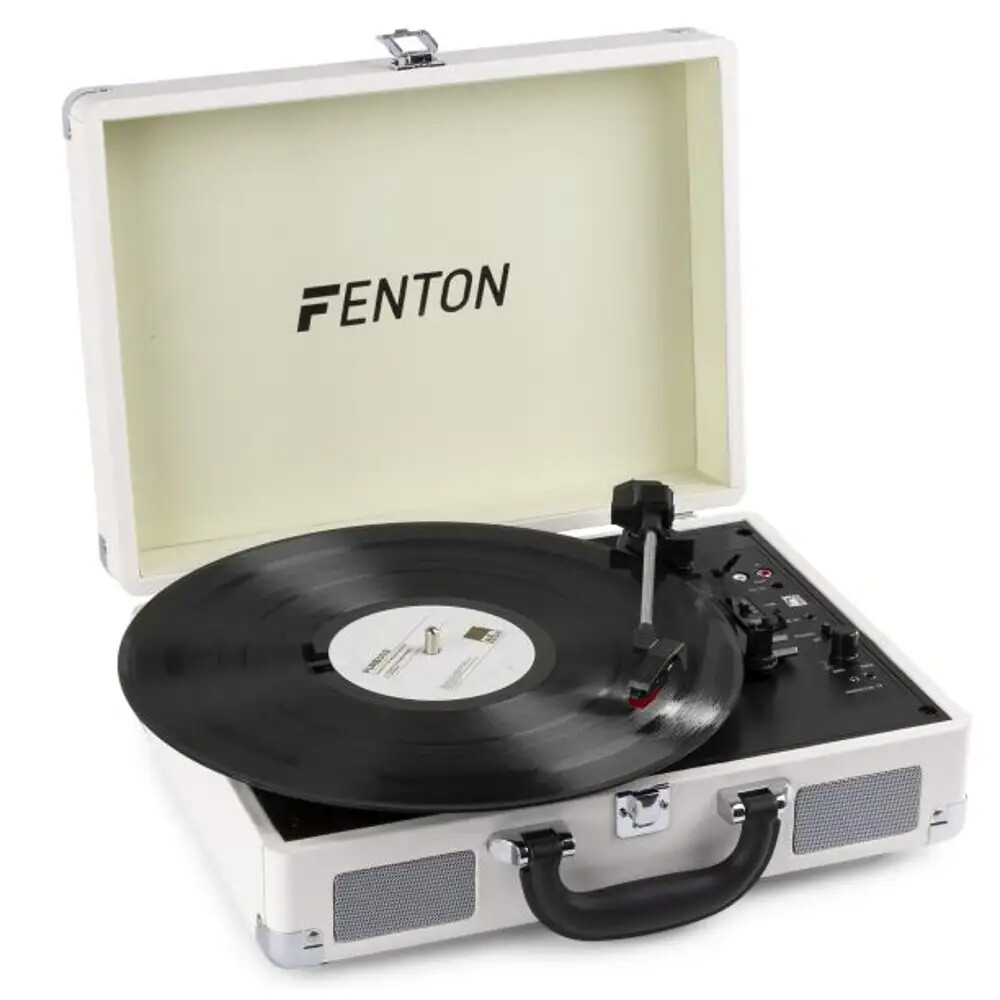 FENTON RP115D white giradischi vintage con bluetooth valigetta altoparlanti NEW