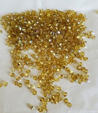 Vintage Swarovski 5328 3mm bicone beads, Lime AB 48pcs 