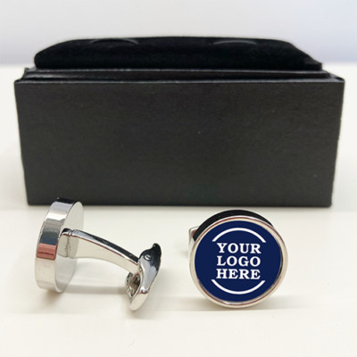 Personalised Logo Business Cufflinks Silver or Gold with Gift Box Add Your Logo
