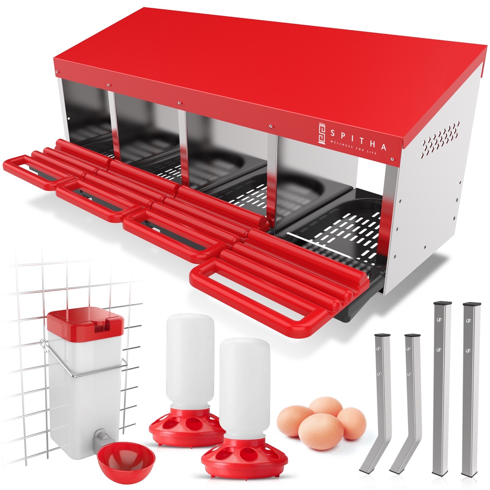 Cajas de anidación para pollos - Caja de anidación de pollos de 4 agujeros para poner huevos gallinero