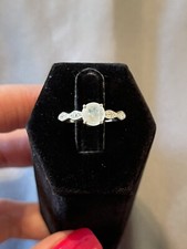 Moonstone White Topaz Sterling Silver .925 Ring Size 6- Tight 6