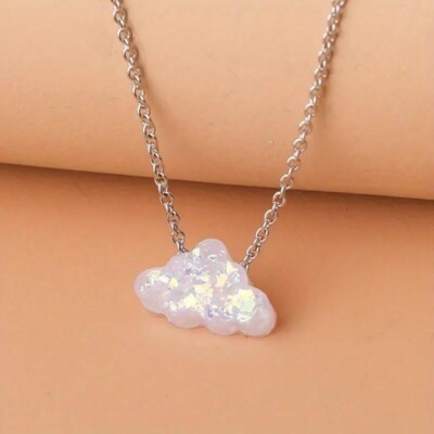 Fashion Cloud Shape Resin Pendant Necklace Sweet Simple Jewelry Women Girls Gift