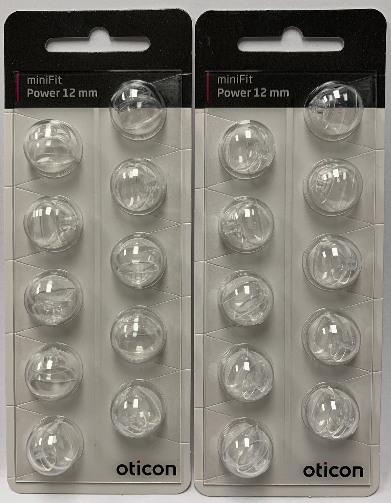 2 Packs Oticon miniFit 12mm Power Domes For Hearing Aids. 20 Domes