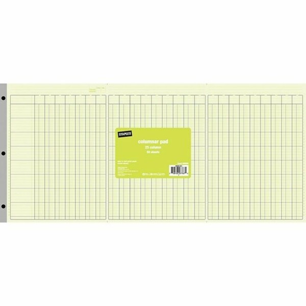National BRAND Analysis Pad 25 Columns Green Paper 11 X 24.25" 50