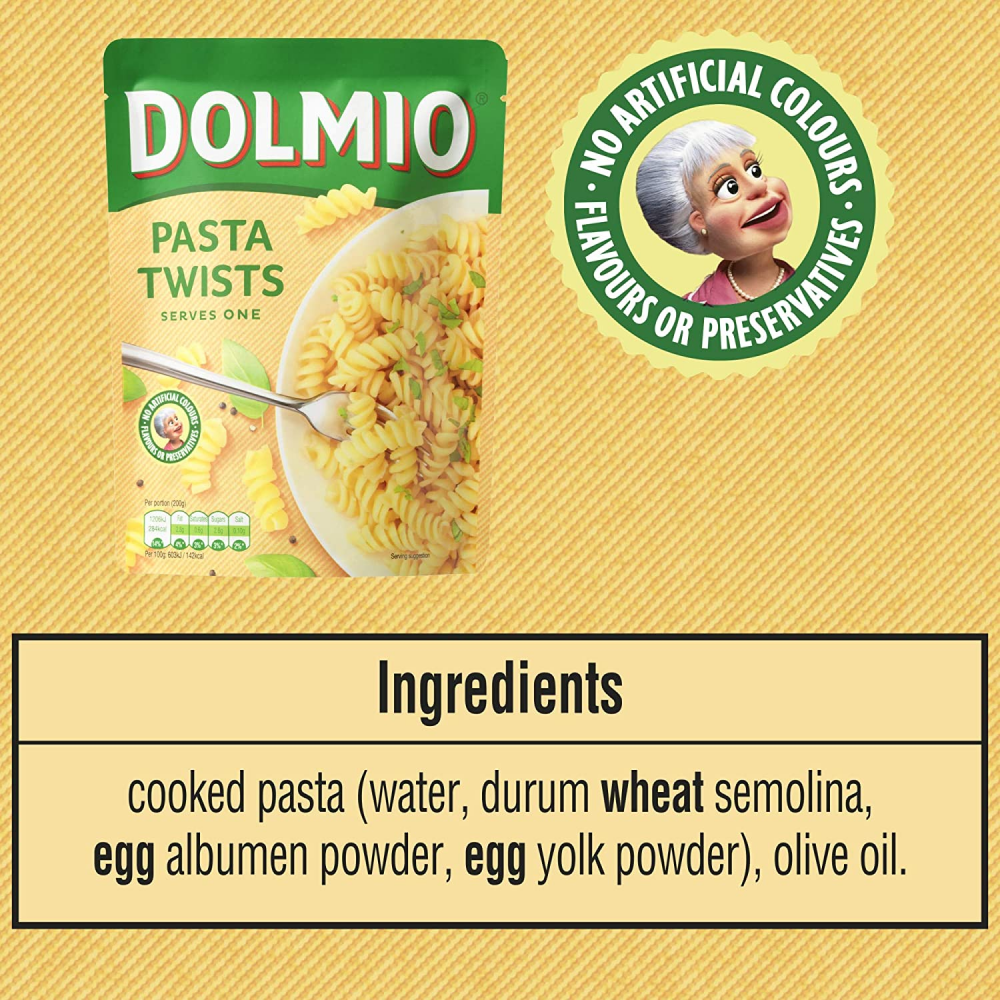 Dolmio Pasta Twists Microwave Fusili Pasta, Bulk Multipack 6 x 200g pouches 5010034951891 eBay