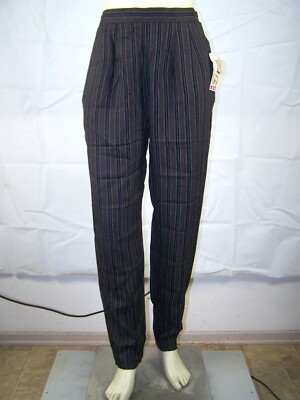 Touche LA Women's Striped Black Gray Dress Pants Elastic Waist Medium 27/29