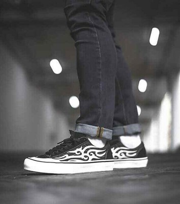 vans style 36 sf tribal black & white skate shoes