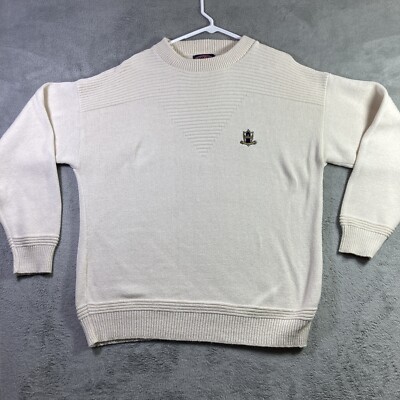 Vintage Nutmeg Mills Sweater Men XL White Pullover Crest Logo USA LS Sweatshirt