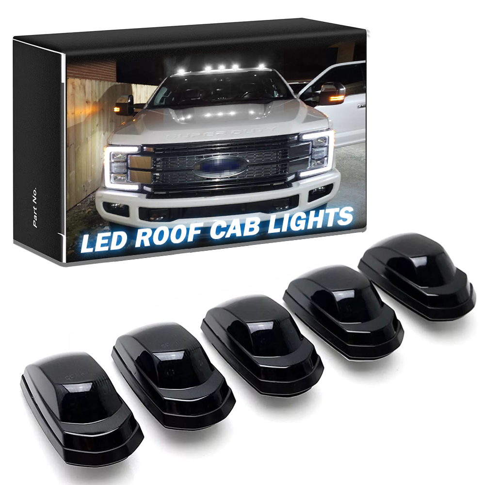 Ford 17-22 F250 F350 Direct Fit 5pc Smoked LED Cab Roof Light Kit  