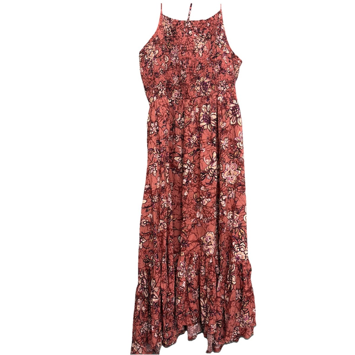 maurices boho dresses Maurices Women's Bare Floral Smocked Midi Dress White Size Large