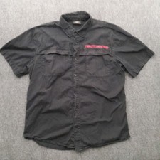 Harley Davidson Shirt Mens XL Button Up Black Graphic Work Shop Motorcycle Biker
