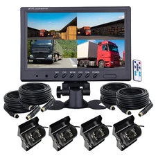 9" QUAD MONITOR CAR REAR VIEW BACKUP CCD CAMERA 12-24V for TRUCK VAN RV TRAILER