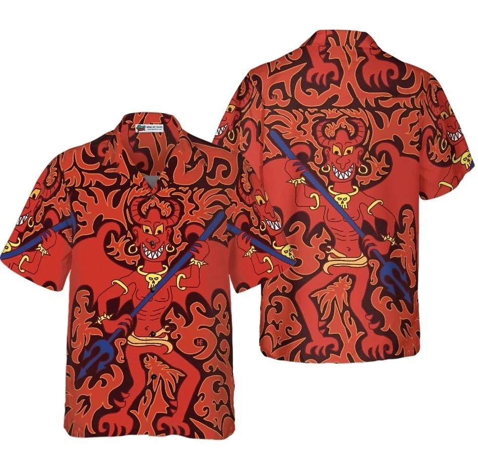 Cartoon Styled Demon Satanic Goth Gothic Hawaiian Shirt