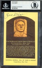 Zack Wheat Beckett BAS Signed Gold Hall of Fame Plaque Postcard Autograph