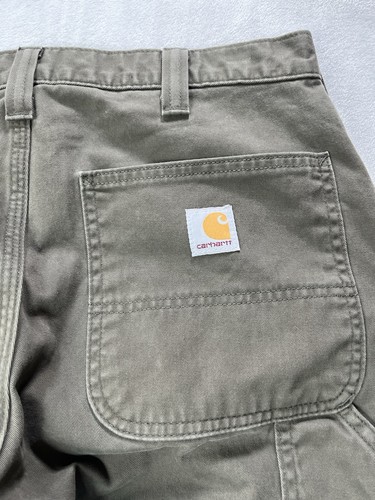 Pantalón Carhartt B324 Para Hombres 32 x 30 Utilitario Carpintero Calce Relajado Marrón/Gris - Imagen 7 de 15