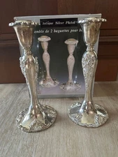 Silver plated candlesticks set of 2 Boxed 8 1/2" tall