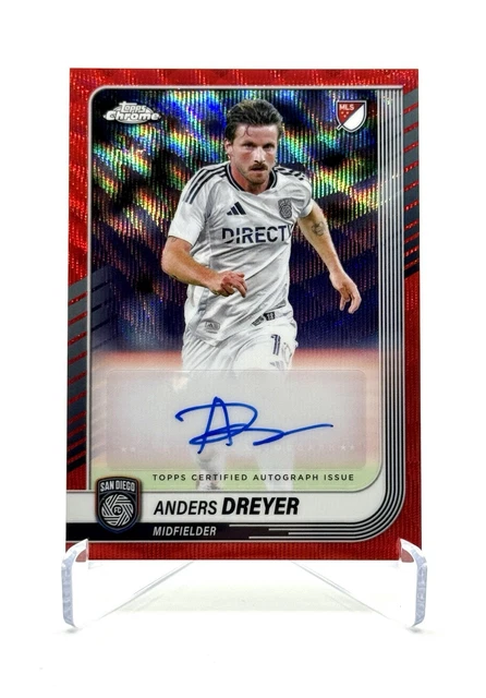 2025 Topps Chrome MLS Anders Dreyer Auto Red Wave San Diego FC 5/5 Last Print