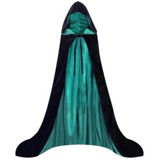WAUKN Black Hooded Coak Women, Halloween Velvet Capes Reversible Cloaks Large