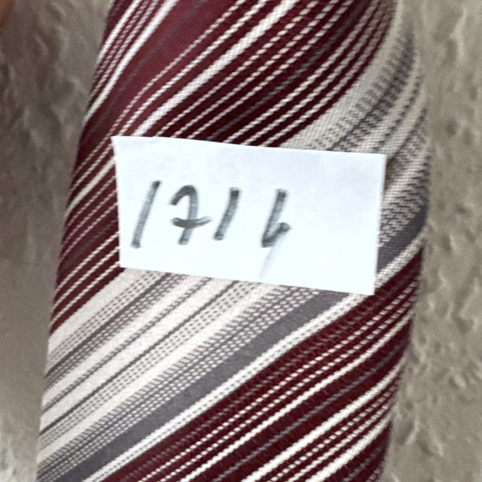 Vintage Juwel Grisuten Striped Men’s Tie - Burgundy, Grey & White - Mid Century image 6