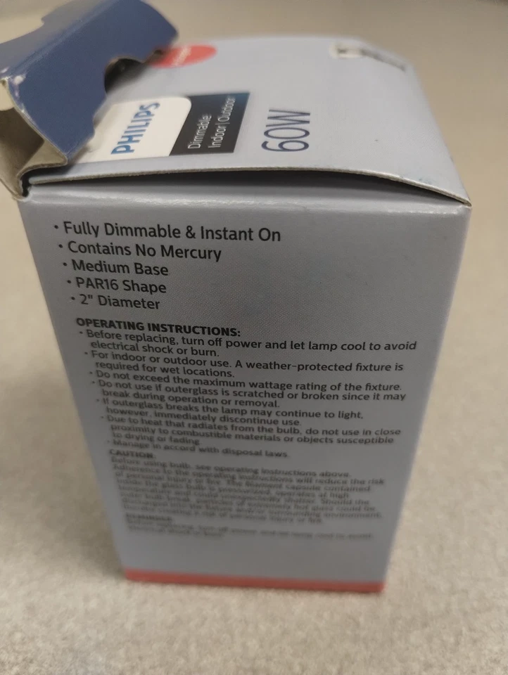 Philips Dimmable Indoor Outdoor 60 W  Medium Base E26 Halogen & Flood - 6 Pack - Image 3 of 4