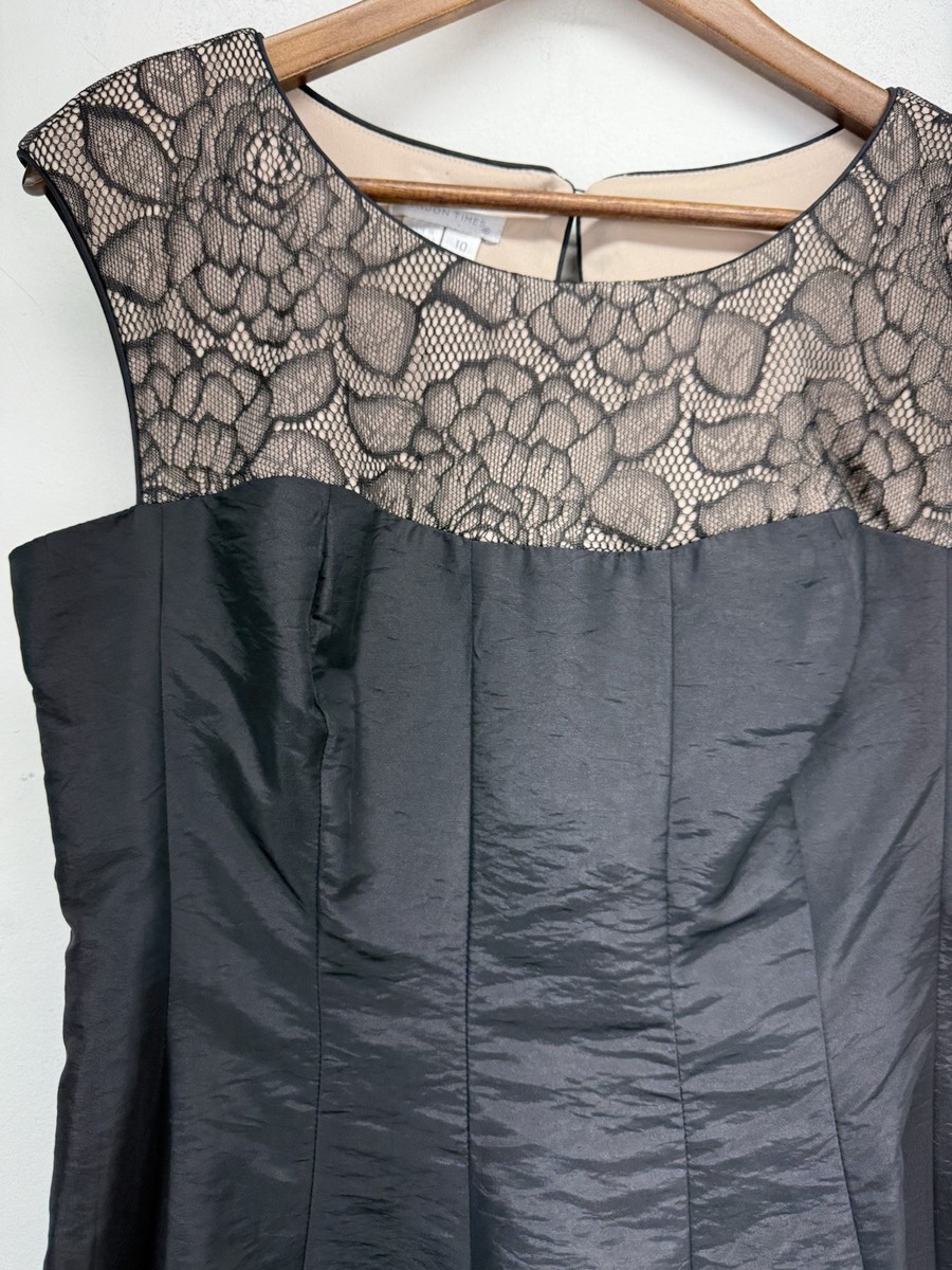 London Times size 10 Women's Black Floral Lace Sleeveless Dress | eBay