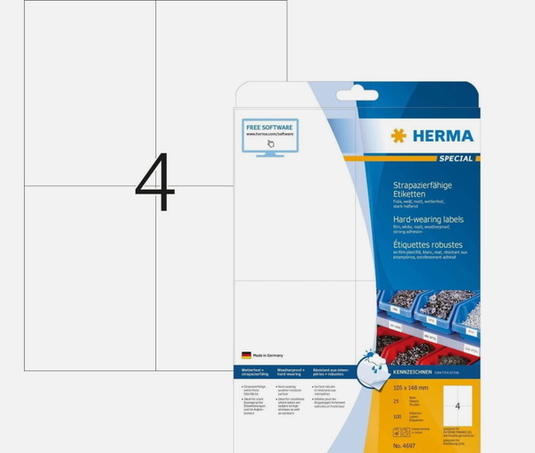 Herma 4697 Wetterfeste Etiketten Selbstklebend 25 Blatt, 100 StüCk 105 X 148 Mm-image