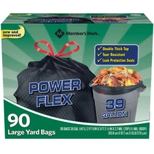 Member's Mark 39 Gallon Power-Guard Drawstring Yard Trash Bags (90 Count)