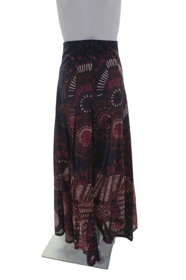 Christian Dior Womens Cotton Abstract High-Rise Wide Leg Pants Navy Size 4 - Image 3 of 4