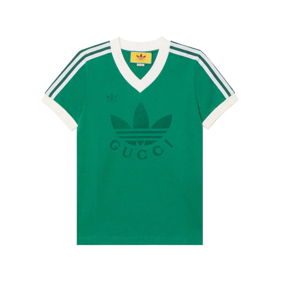 GUCCI アディダス コラボ VネックTシャツ Gucci x adidas V-Neck T-Shirt Green | eBay