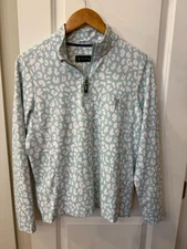 WILLIAM Murray Woman's Golf 1/4 Zip Pullover Size Medium Animal Print Aqua White