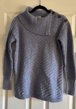 Style  Co women's blue pullover sweater with cowl neck  button detail Medium 