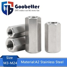 Threaded Rod Connecting Nuts Allthread Bar Hexagon Connectors A2 Stainless Steel