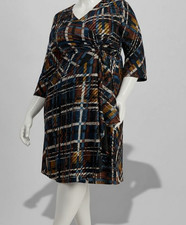 Signature by Robbie Bee Women's Black V-Neck 3/4 Sleeve Dress Plus Size 2X