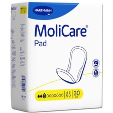 30 x MoliCare Pad Unisex Incontinence Pad - 3 Drops - 1 Pack of 30 - 481ml