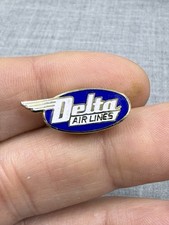 Vintage Delta Air Lines Blue & White Enamel Hat Lapel Pin