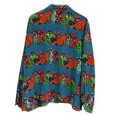 Blusa caprichosa Nicole Taylor De Colección Gato Perro Seda Multicolor Con Cuentas Para Mujer’s 3X