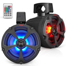 Pyle 6.5    Water-Resistant Bluetooth 1200 Watt RGB Lights Marine Speakers Pair 