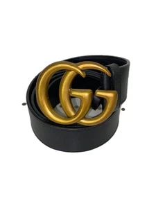 Ceinture GUCCI GG Marmont boucle dorée cuir taille 90 100 cm noir 397660 Occasion