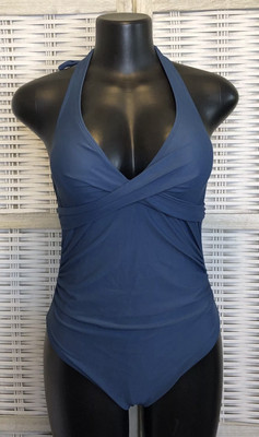 NWT Cupshe Womens One Piece Swimsuit Size Medium Blue Halter Bathing suit