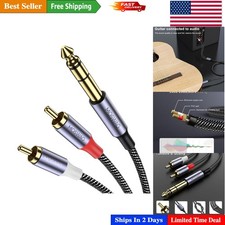 Durable 3.3FT 1/4'' to RCA Male-to-Male Audio Splitter - Ideal for Professionals