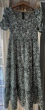 Shein Dress Womens Small Green  White Floral Short Sleeve Maxi Flowy Boho