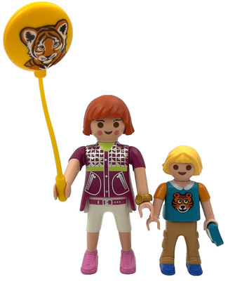 Playmobil Woman Mom & Daughter w/ Tiger Shirt & Tiger Balloon ModernFigures P12