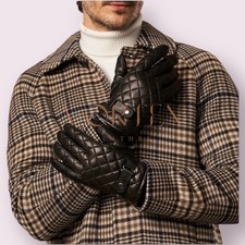 Leather Men's Gloves Leather Gloves Winter Warm Padded Style Unisex