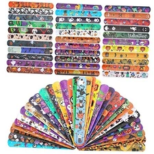 120 Pcs Friendship Bracelets Halloween Slap Bracelets Party Favors for Kids - 